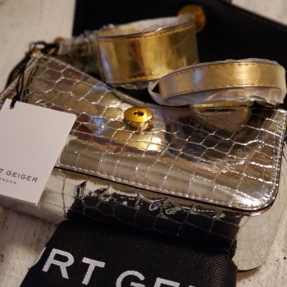 Kurt Geiger Two-Tone Croc Embossed Leather Satchel - Picture 4 of 8